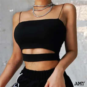 AMY - Summer Sexy Cut-Out Sleeveless Tank Blouse Crop Top