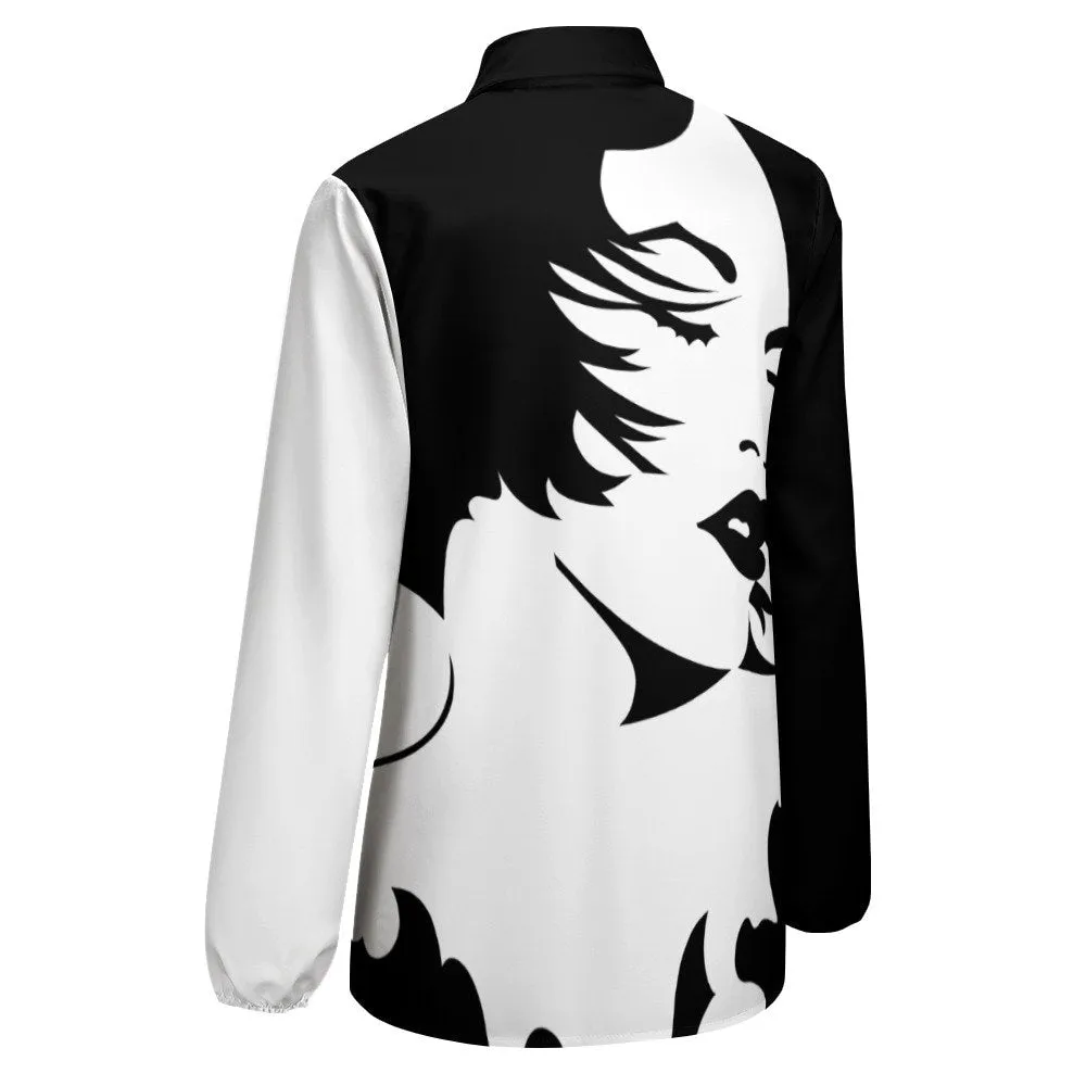 Artistic Shirt, Women's Blouses, Women's Tops, Women's Tops Long Sleeve, Women's Shirts, Women's Black Shirt, Black and White Shirt Women