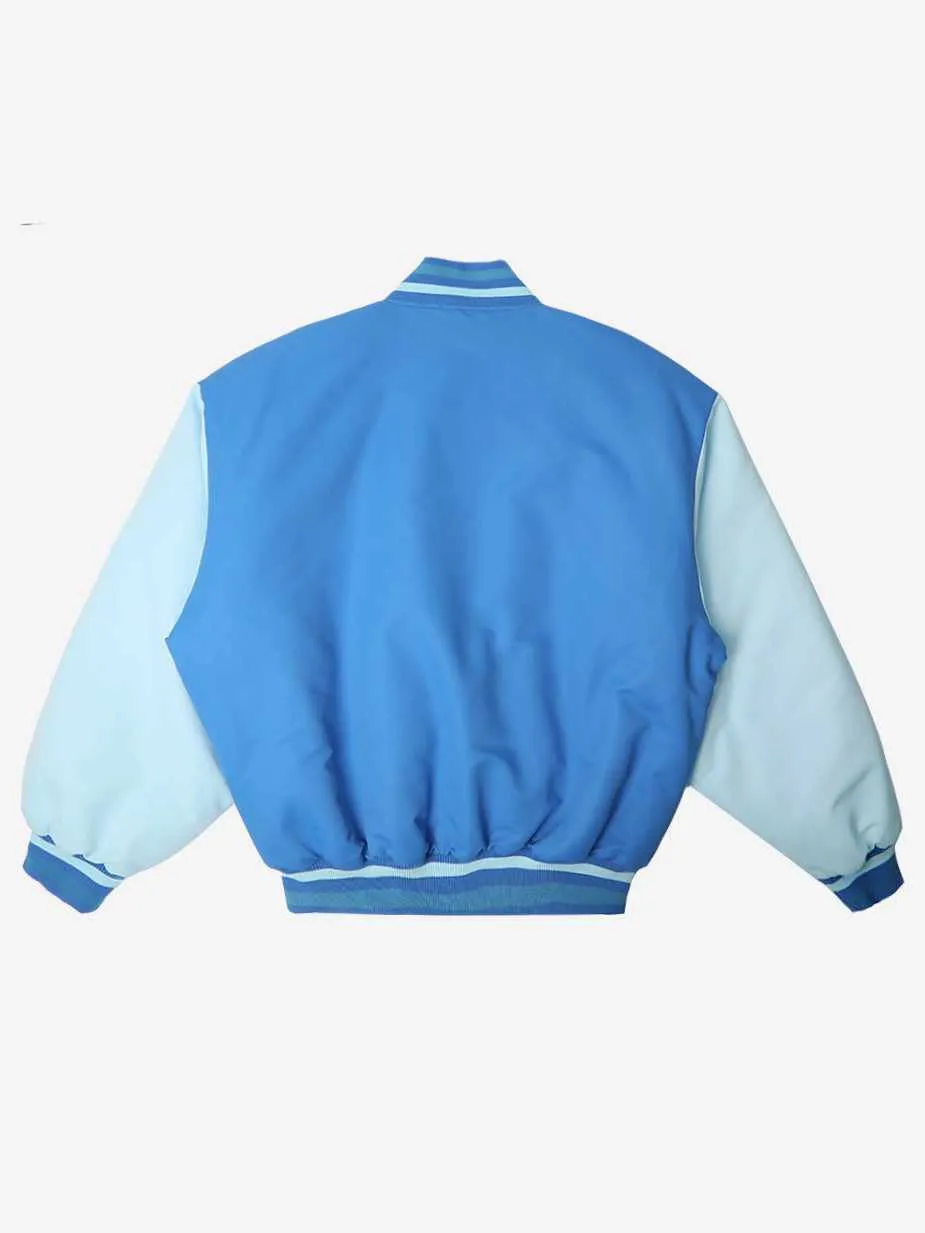 Blue Embroidered Varsity Jacket