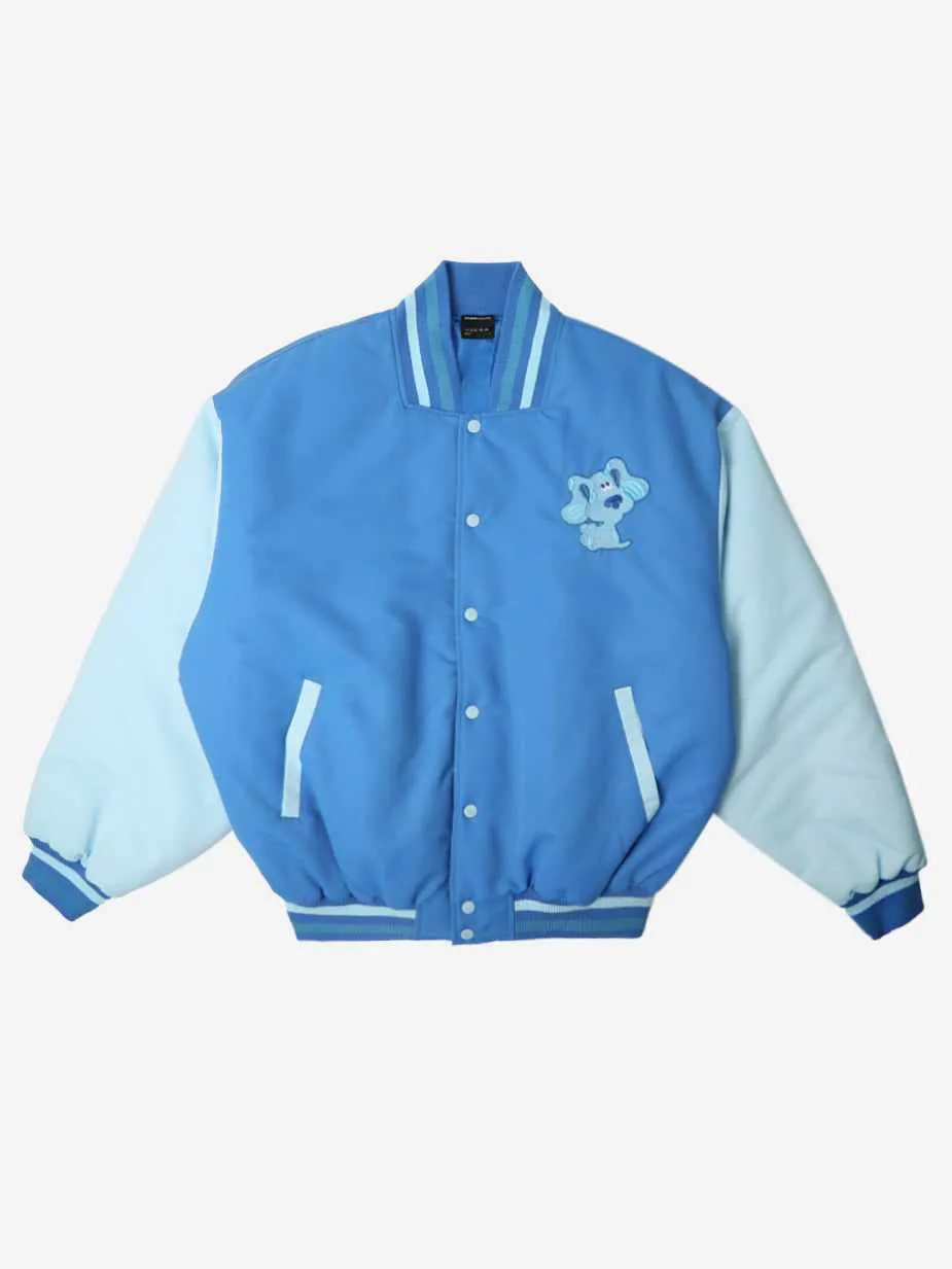 Blue Embroidered Varsity Jacket