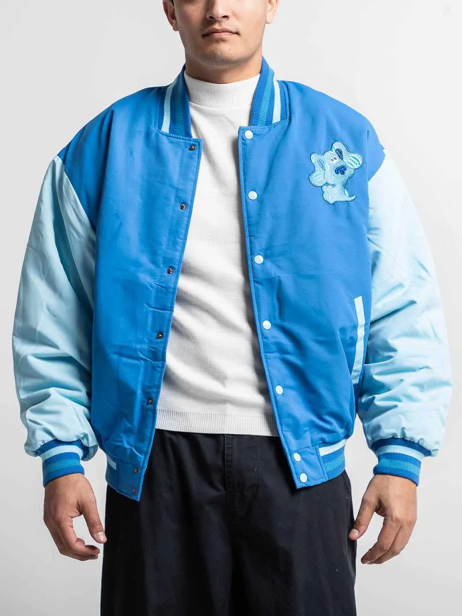 Blue Embroidered Varsity Jacket