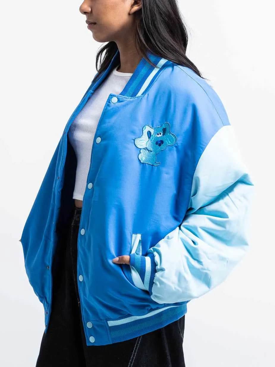 Blue Embroidered Varsity Jacket