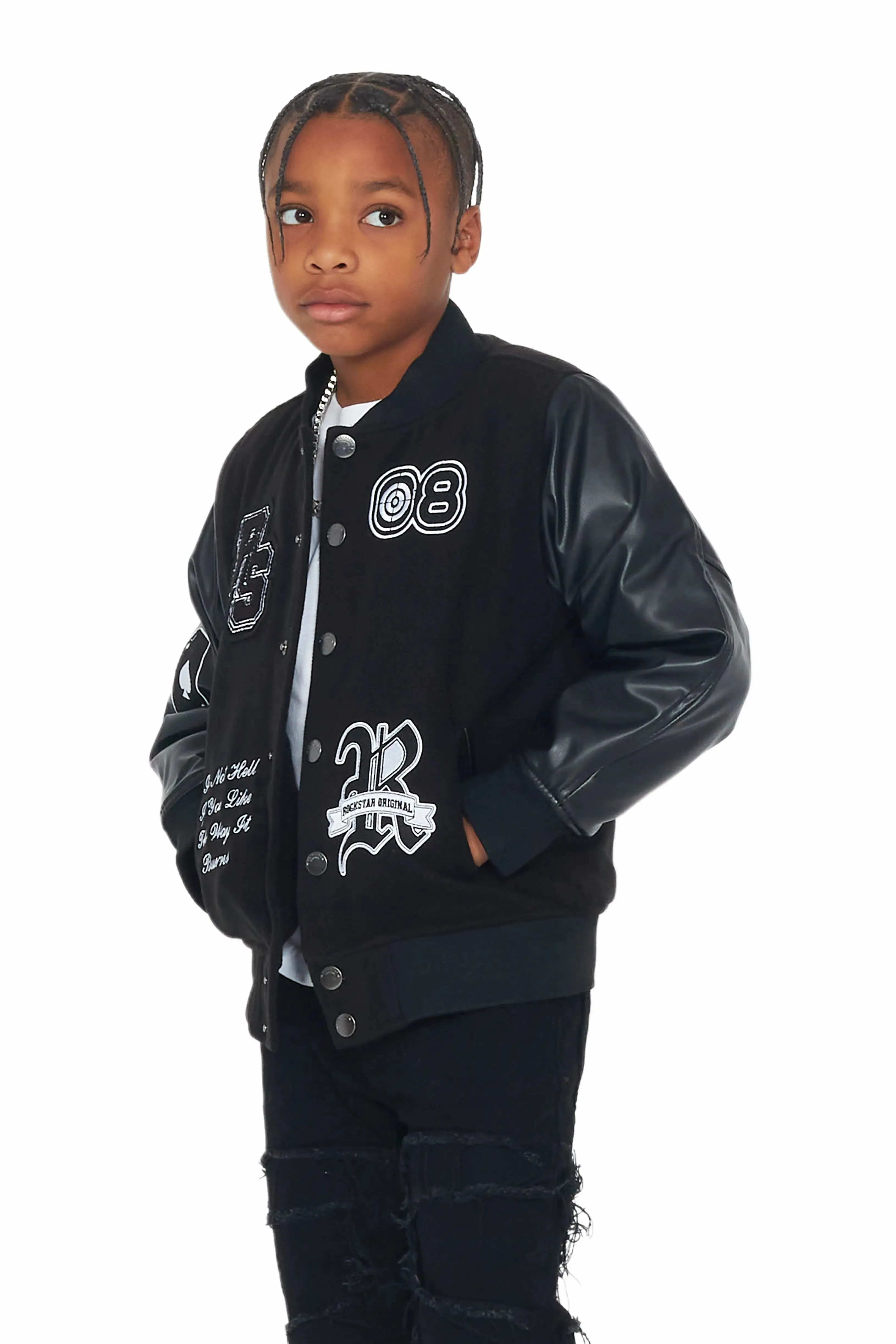 Boys Leaner Black Bomber Jacket