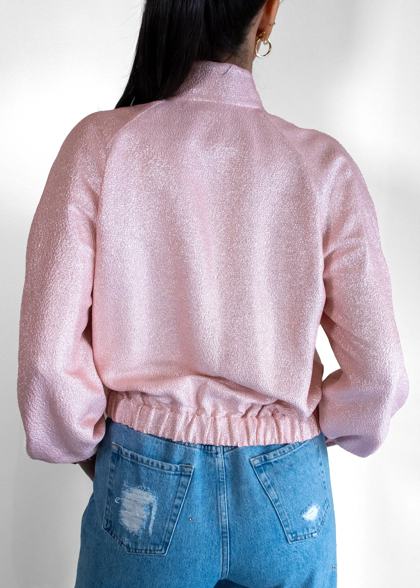 Chanel Iridescent Light Pink Bomber Jacket