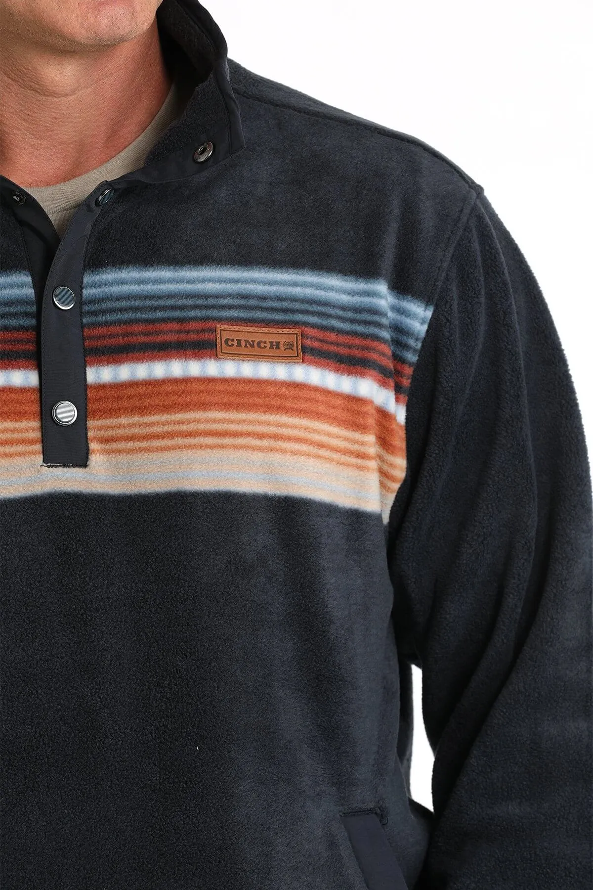 Cinch | Navy Striped Fleece Pullover