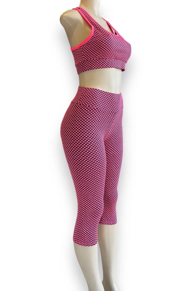 Fishnet Sports Bra and Capri Leggings Set