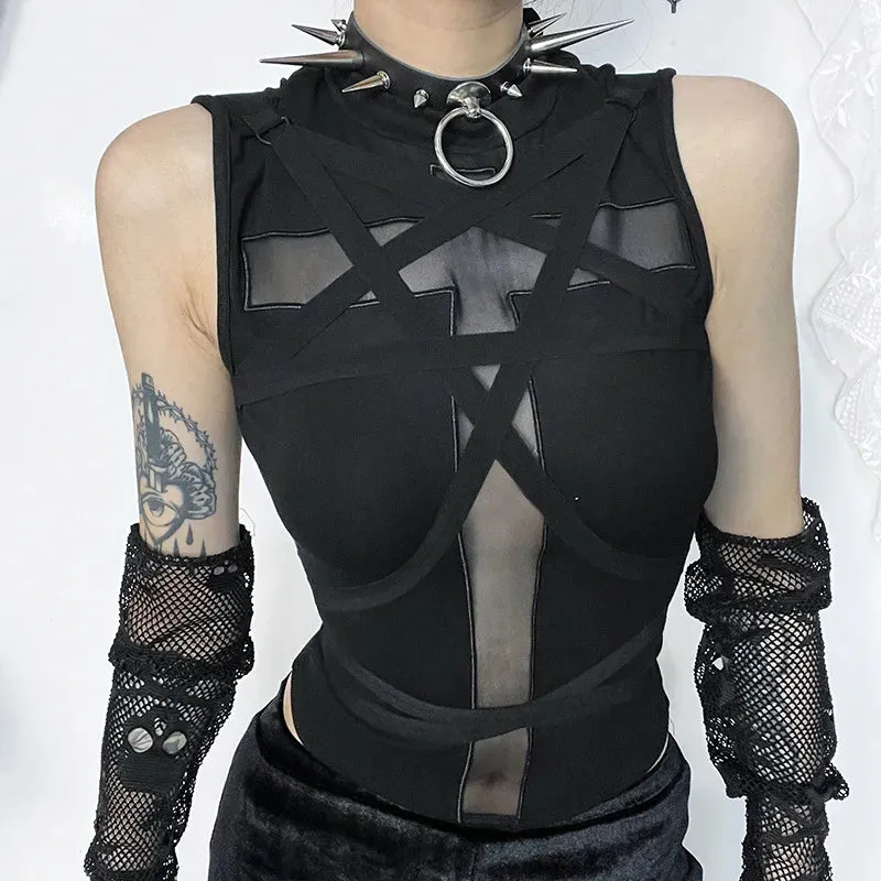 Goth Vintage Harajuku Punk Aesthetic Bandage Crop Top