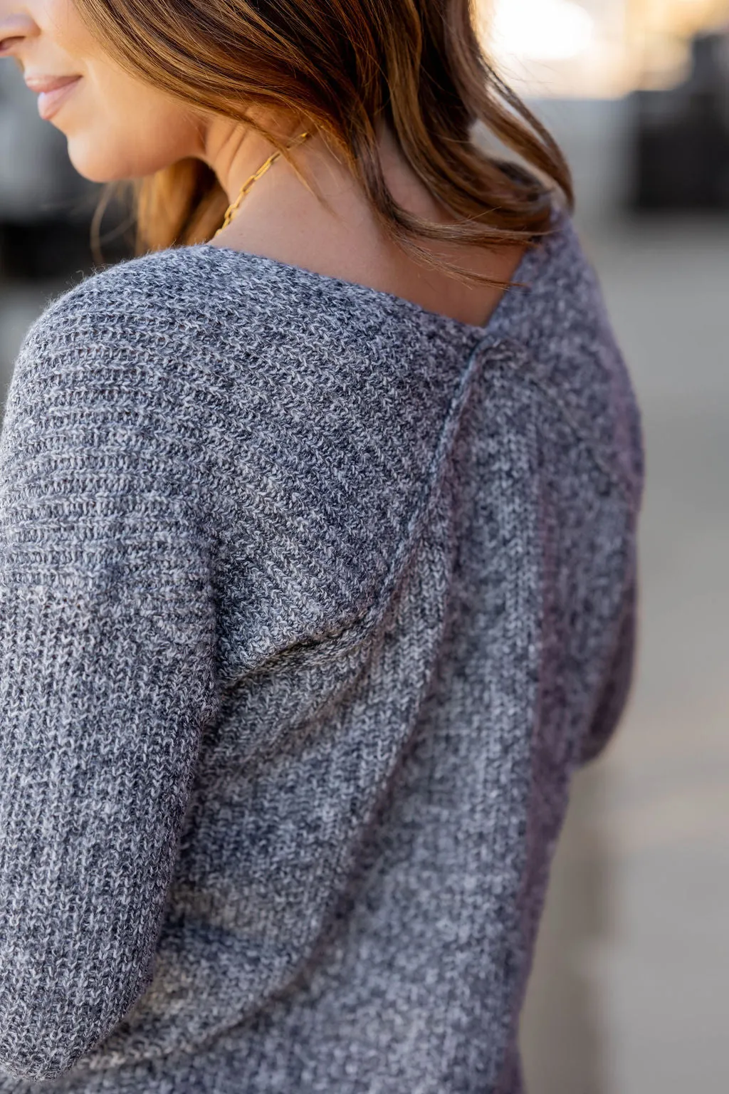 Heathered Knit Side Slit Sweater