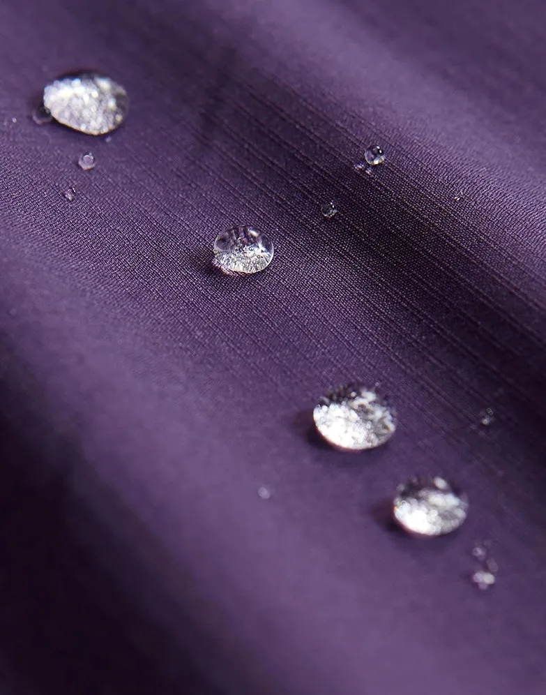 High Collared Wind and Waterproof Hooded Jacket in Purple Color