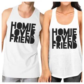 Homie Lover Friend Matching Couple White Tank Tops