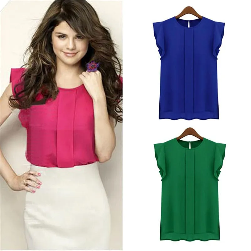 Hot Casual Loose Chiffon Ruffles Blouse