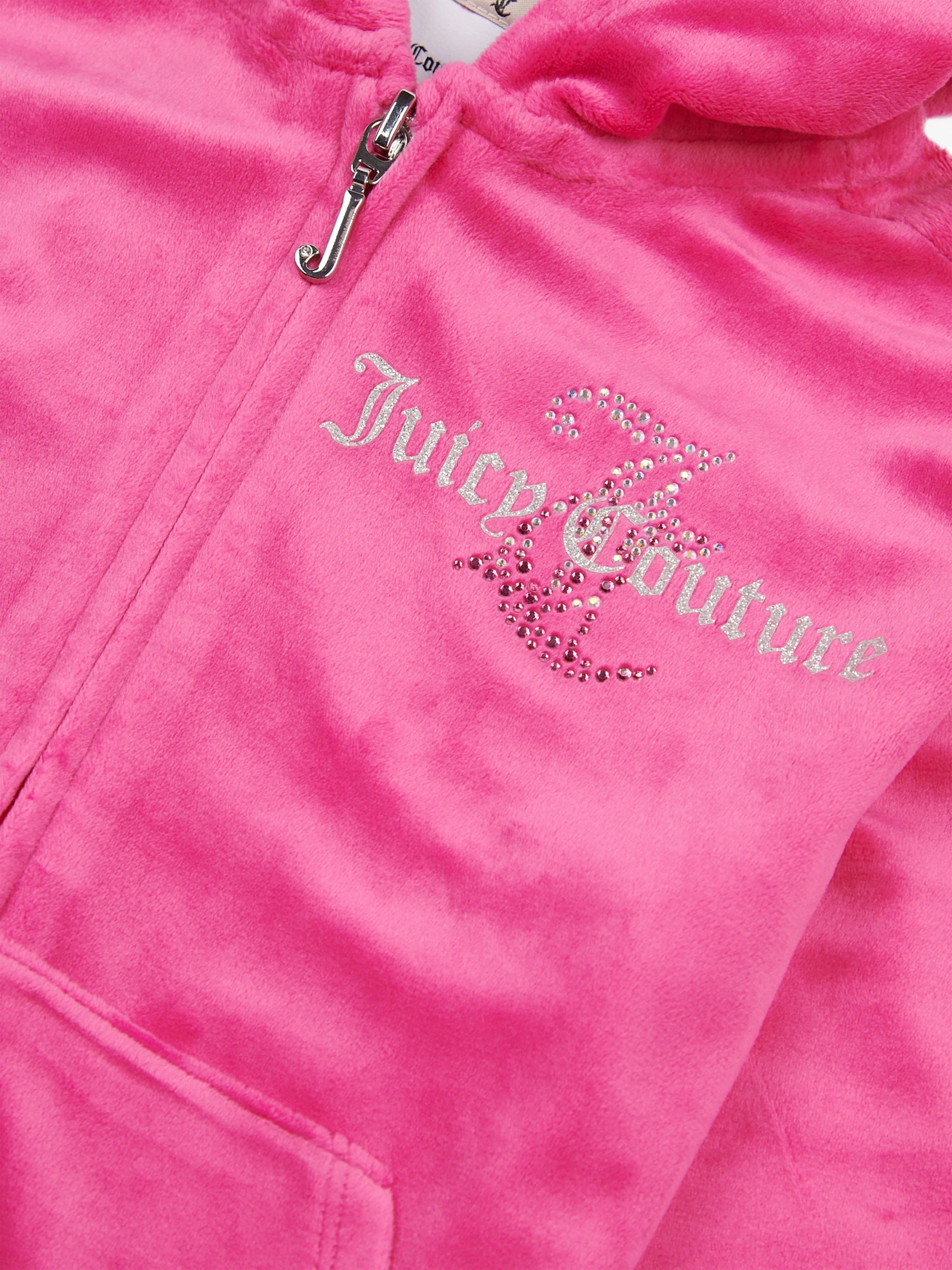 Juicy Couture Girls Diamante Logo Tracksuit in Pink