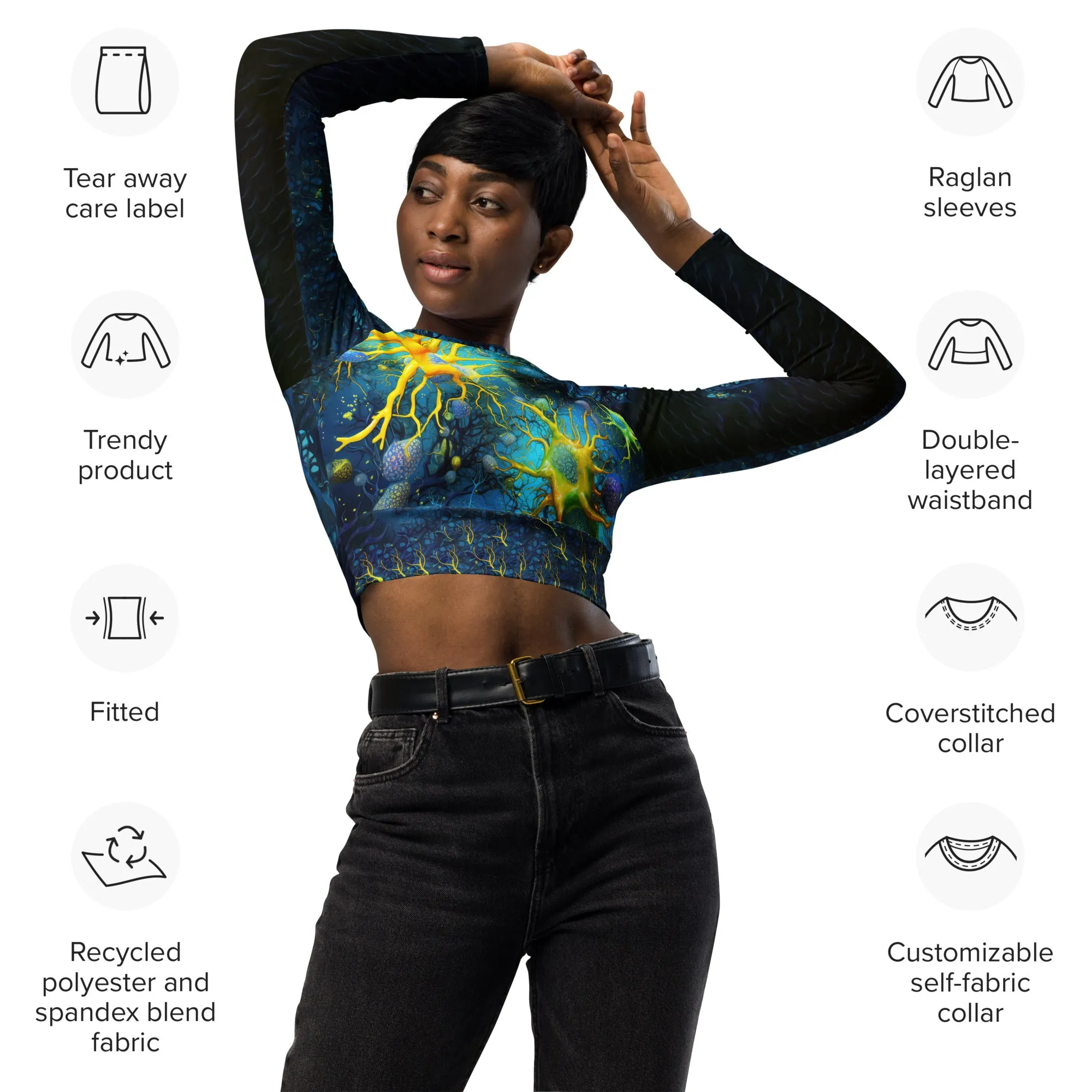 Long-Sleeve Crop Top Sea of Neurons