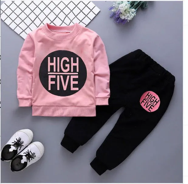 OK Motif Cotton Babies Pullover and Pants Tracksuits