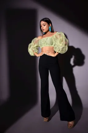 Organza lemon green crop top