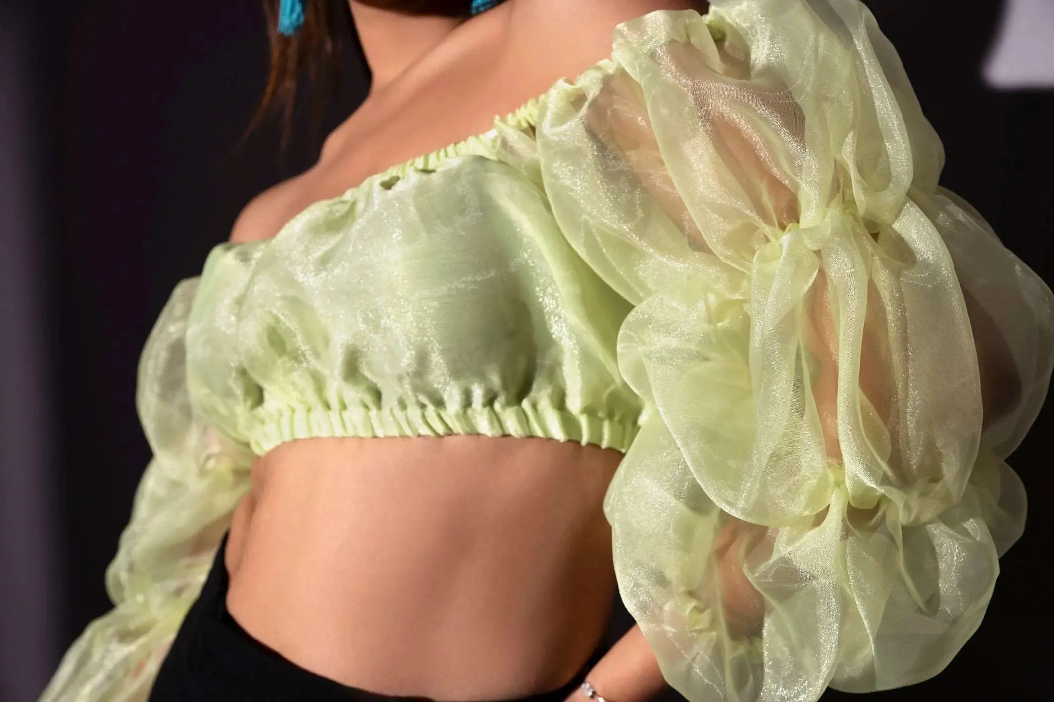 Organza lemon green crop top