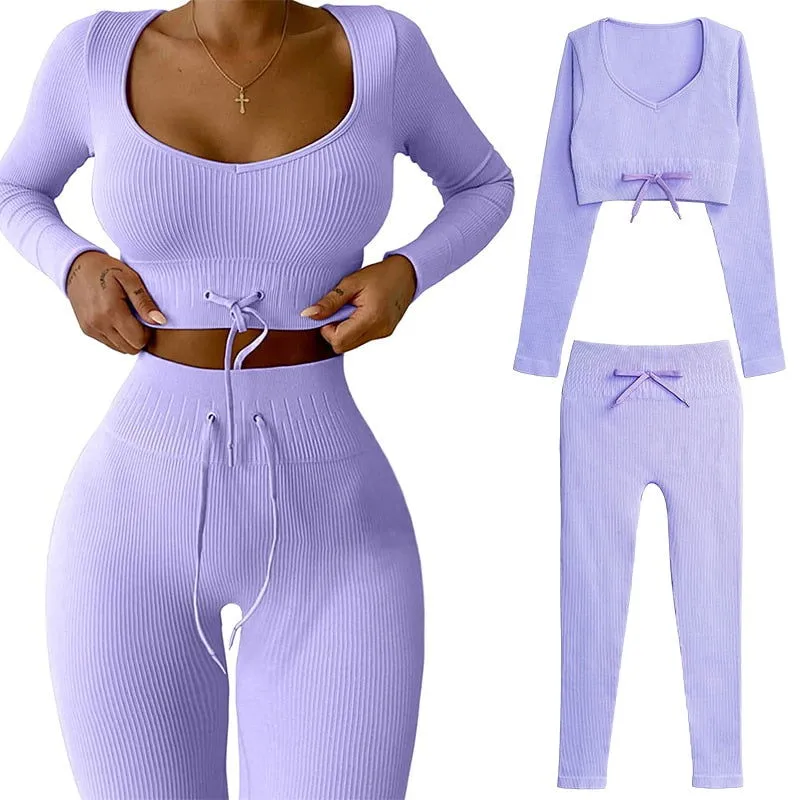 Quick Dry Seamless Crop Top and Pants Yoga Suits