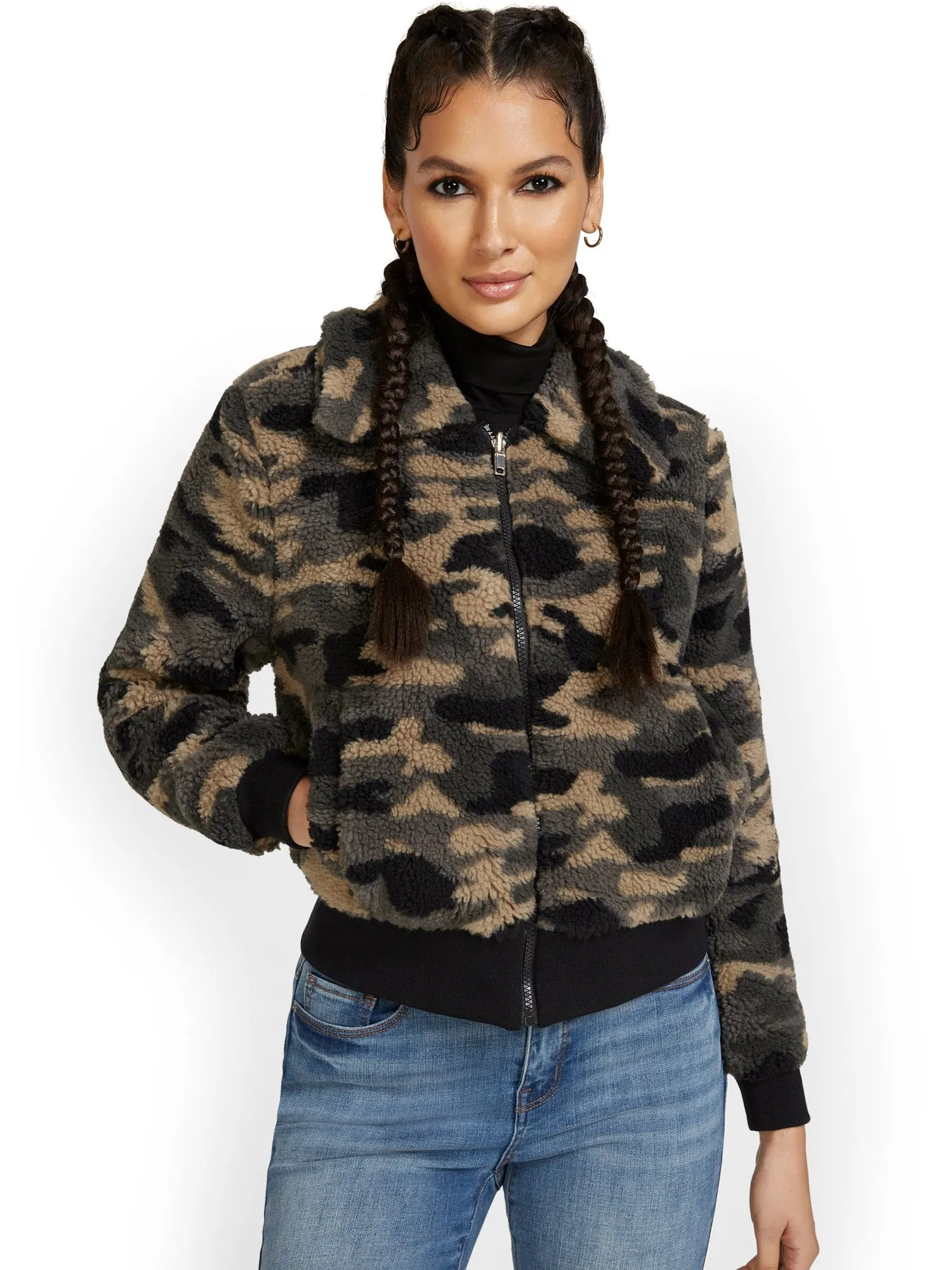 Reversible Teddy Camo-Print Bomber Jacket