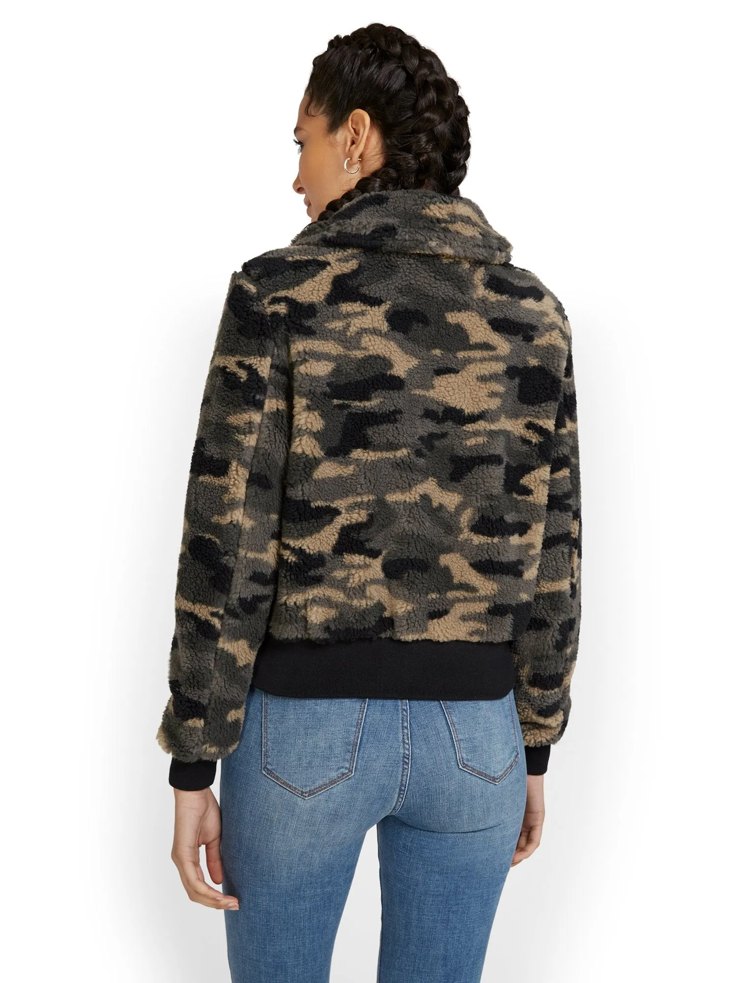 Reversible Teddy Camo-Print Bomber Jacket