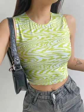 Sexy Striped Print Crop Top