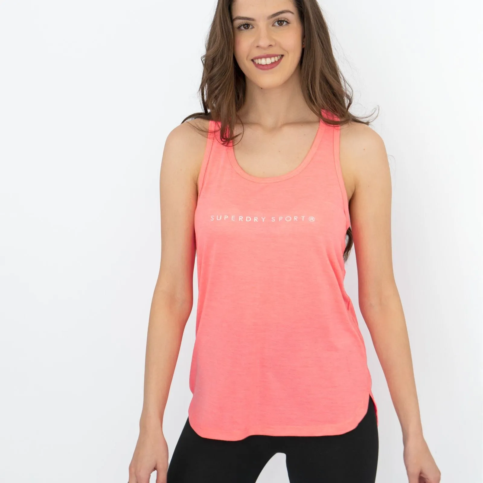 Superdry Studio Coral Pink Vest Sports Activewear Workout Gym Tops