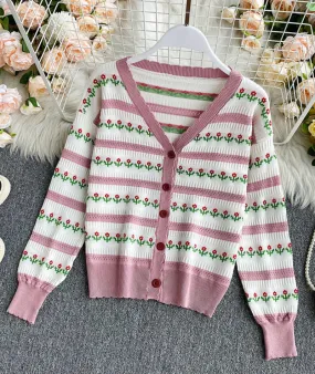 Sweet Cardigan Long Sleeve Sweater      S4370