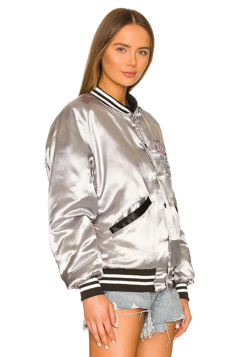 The Laundry Room Coors Light Varsity Bomber Jacket in SIlver