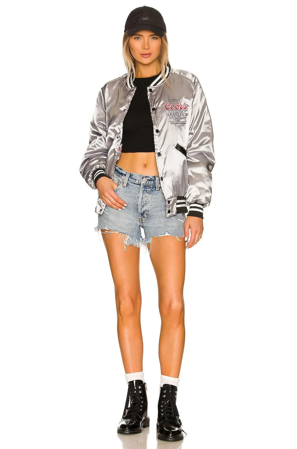 The Laundry Room Coors Light Varsity Bomber Jacket in SIlver