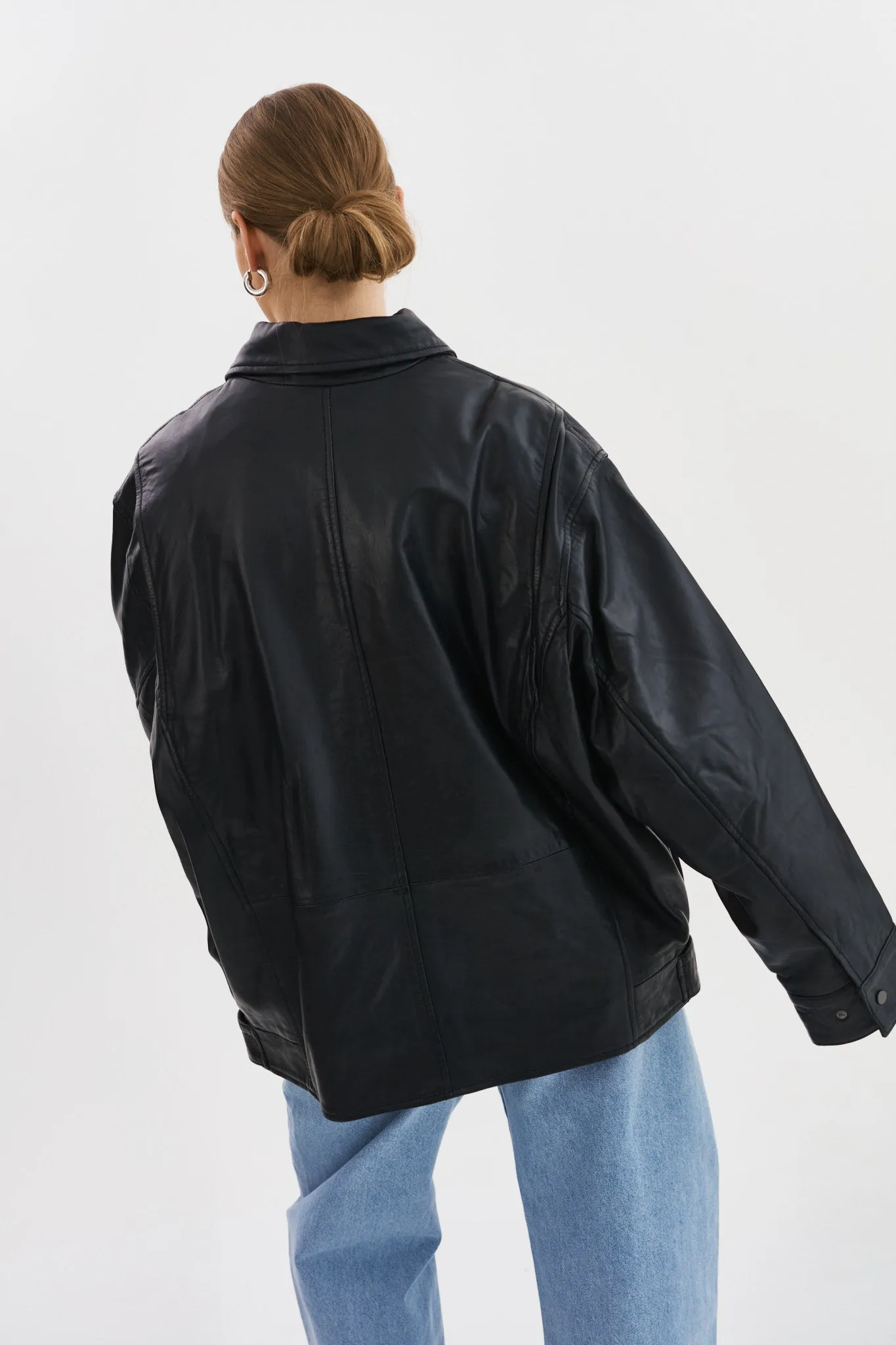 THEIA | Leather Bomber Jacket