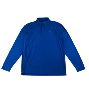 Under Armour Sport Polo Shirt Size XL Royal Blue Long Sleeve Loose Fit