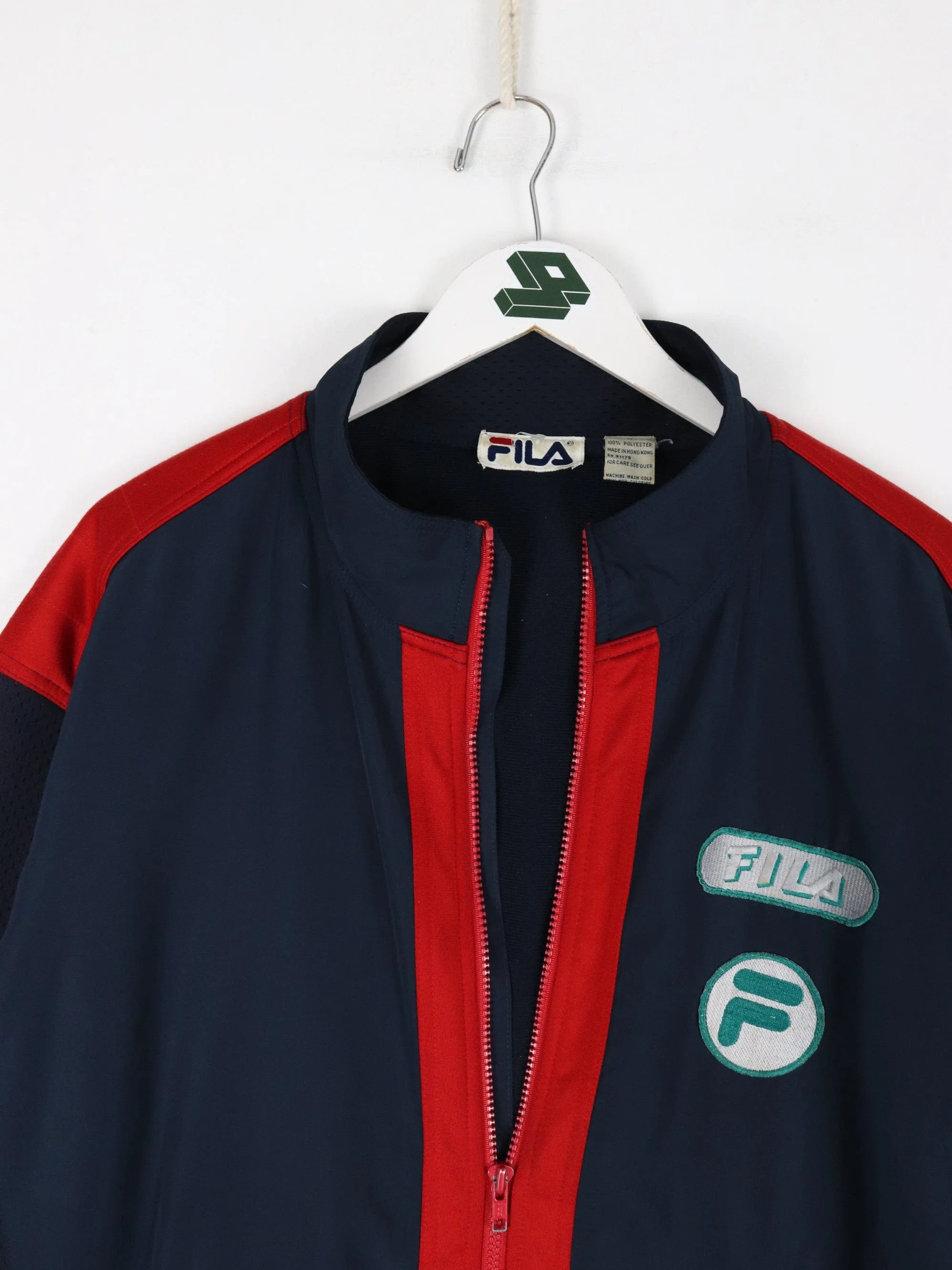 Vintage Fila Jacket Mens Large Blue Racing Full Zip