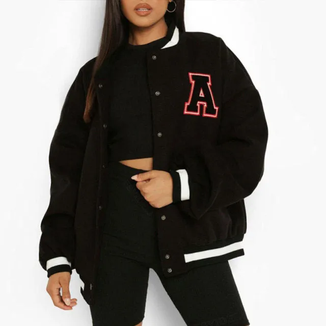 Wjczt 2022 Spring And Autumn Vibe Style Baseball Uniform New Bomber Jacket For Women Fashion Retro Clothes Streetwear Oversized Coat