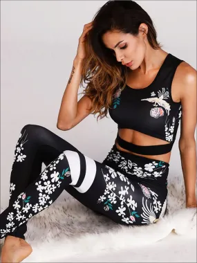 Women's Floral Yoga Banded Crop Top And Legging Set