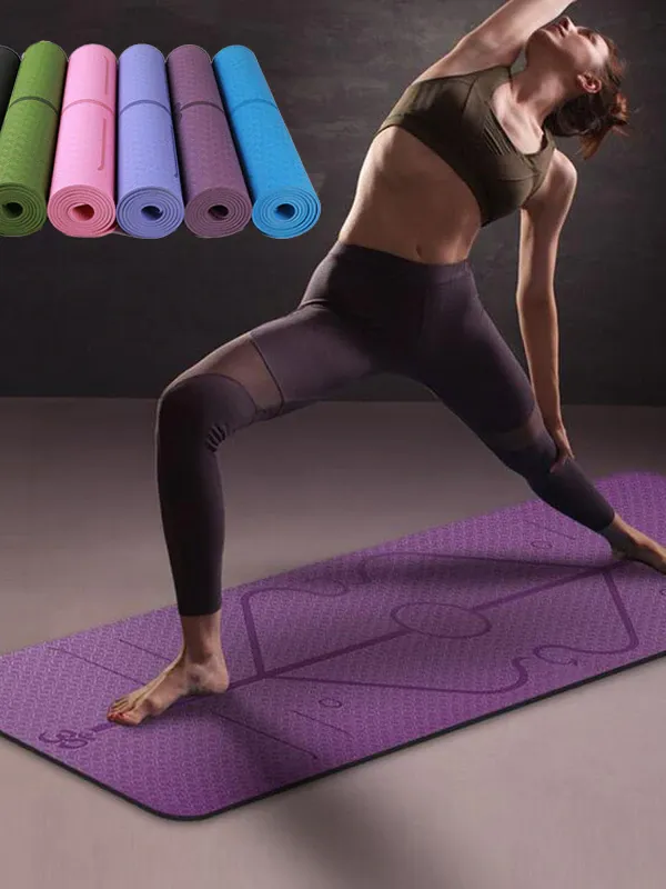 Women's Yoga Mat with Position Line For Beginners