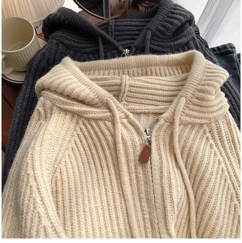 zipper sweater jacket for women new knitted cardigan trendy     S4835